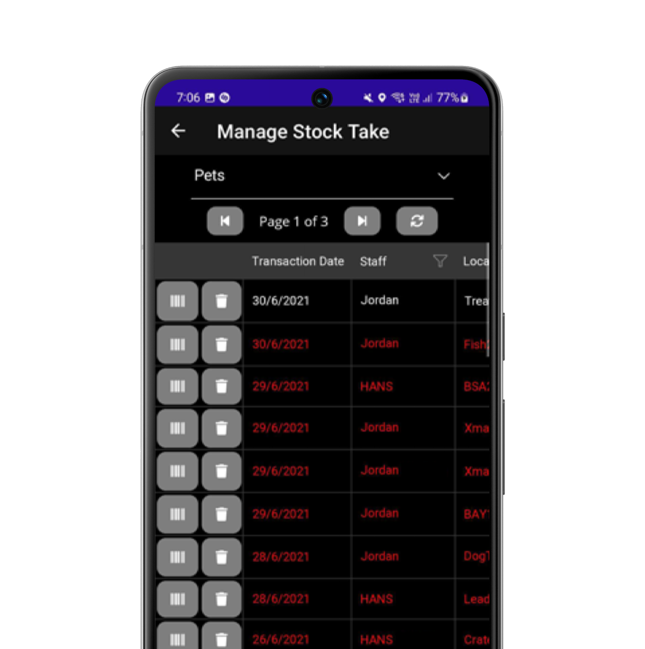 Stock-Take Screen